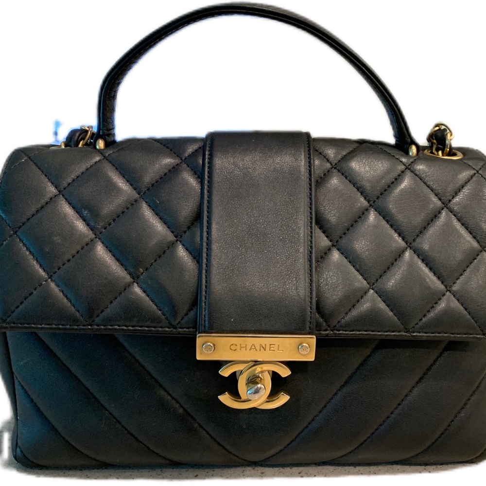 Chanel Hand Bag Black & Gold